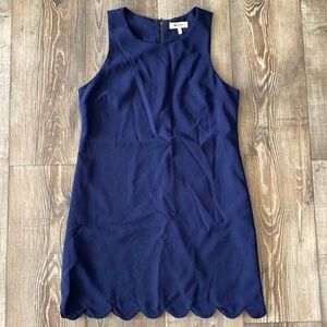 Monteau Navy Blue Scalloped Dress